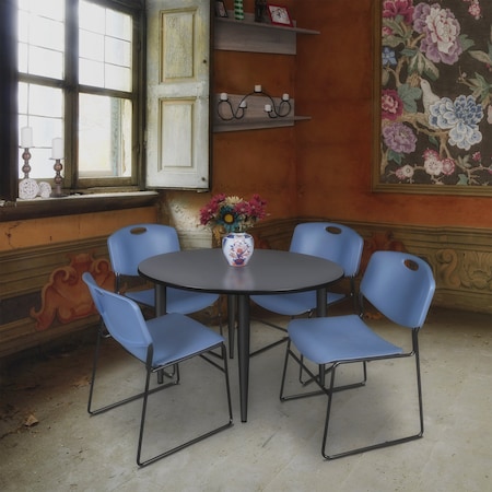 Regency Kahlo Round Table & Chair Sets, 48 W, 48 L, 29 H, Wood, Metal, Polypropylene Top, Grey TPL48RNDGYBK44BE